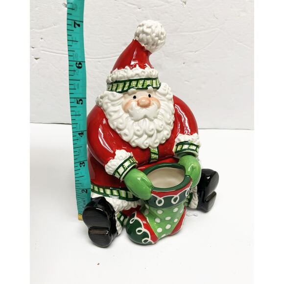 Fitz and Floyd Stocking Stuffers Lidded Box Santa Holding Stocking - Picture 8 of 10